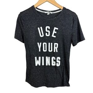 Victoria's Secret Graphic T-Shirt Women's Medium Charcoal Heather Use Your Wings
